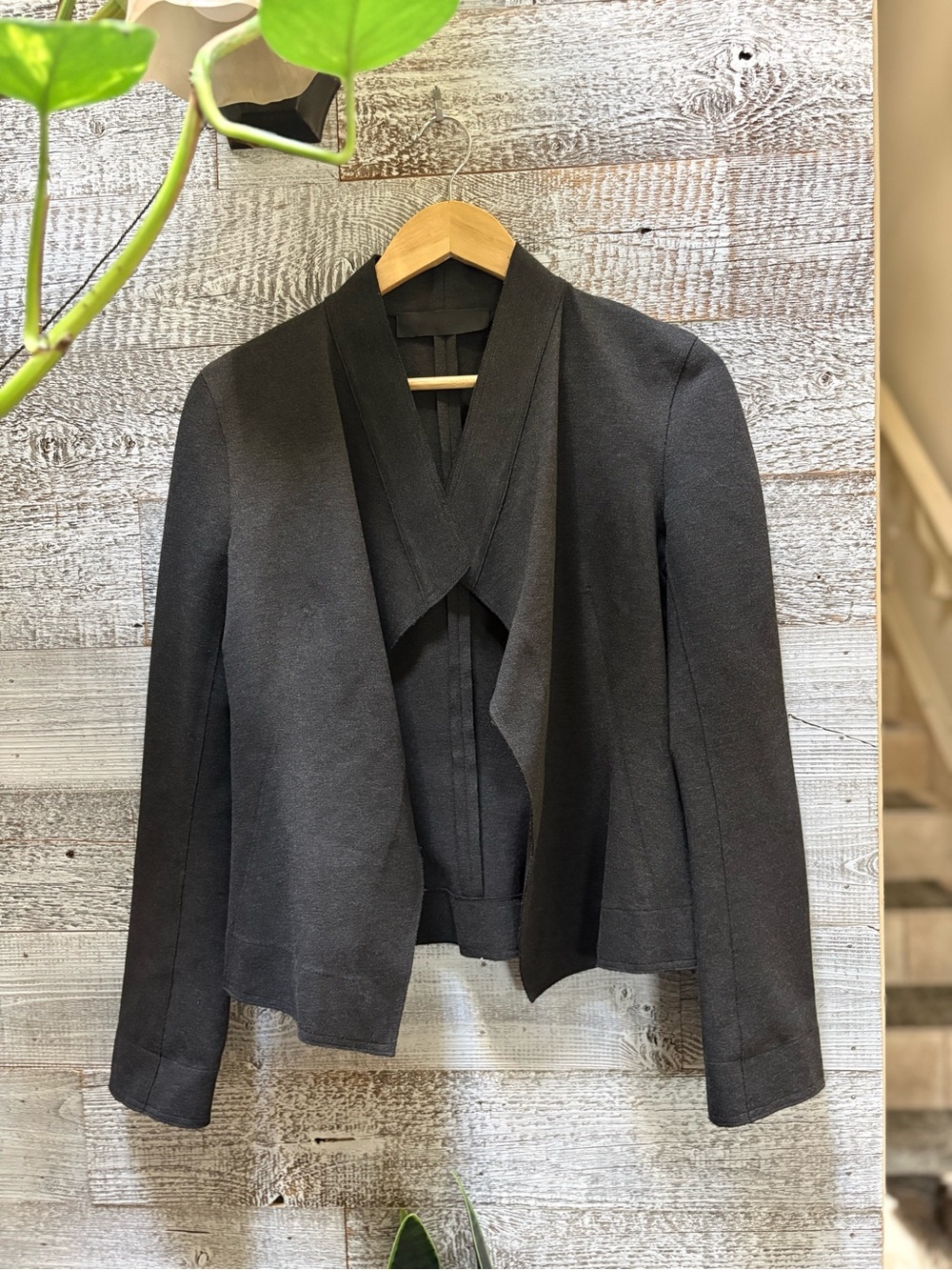 Donna Karan | Boxy Modern Open-Front Draped Ponte Jacket - Women's 6-8, Dk Gray